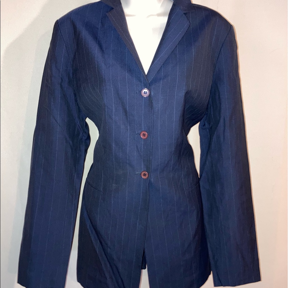Tahari navy pin striped blazer, sz 8